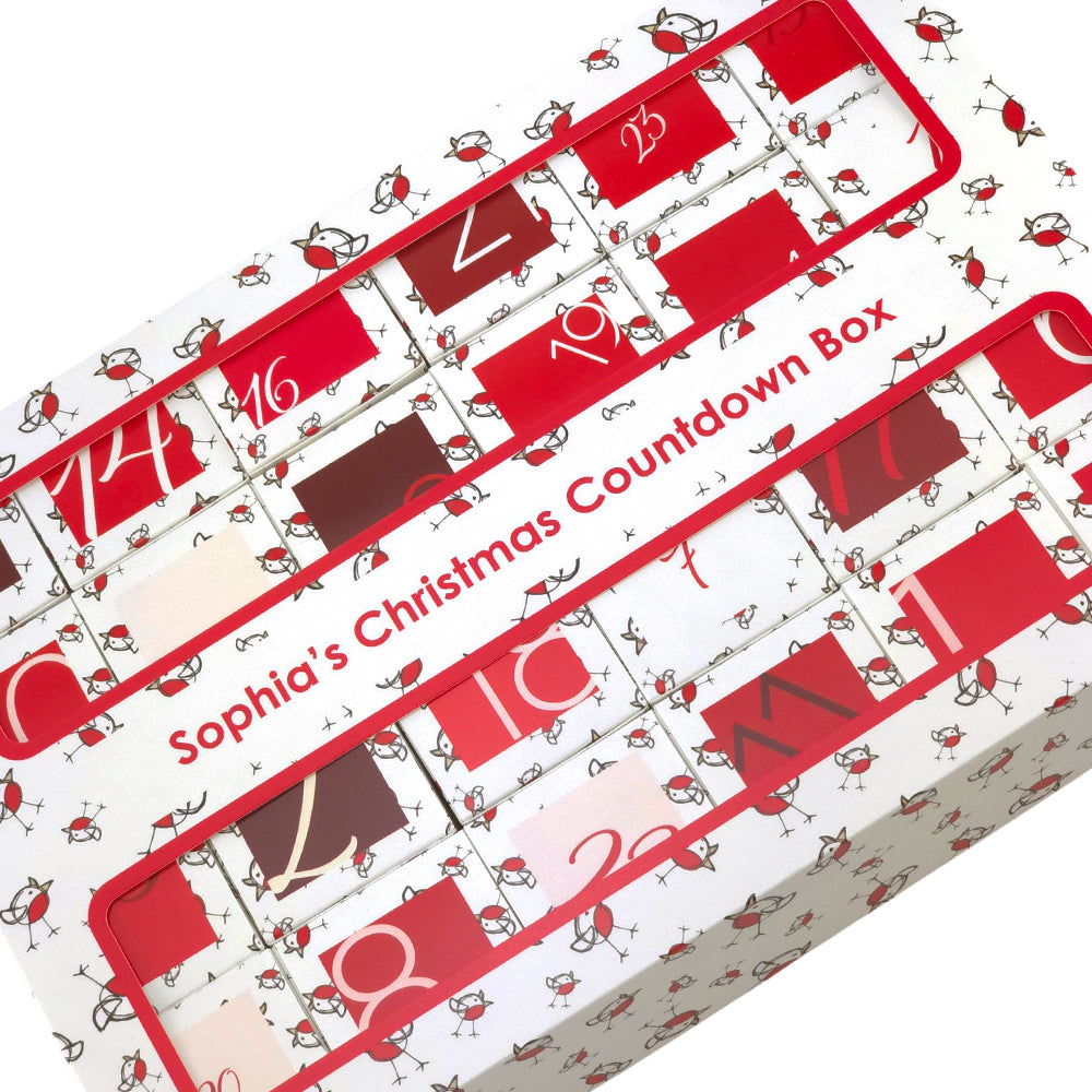 Personalised Advent Calendar Kit | 24 Cubes & Outer Box | Chirpy Robin