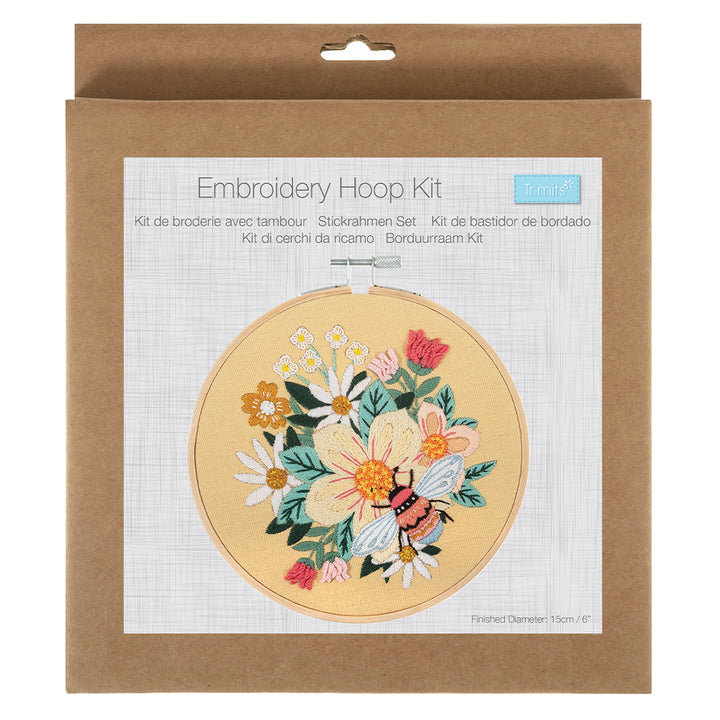 Buzzy Bee | Complete Embroidery Craft Kit with Hoop | 15cm Wide