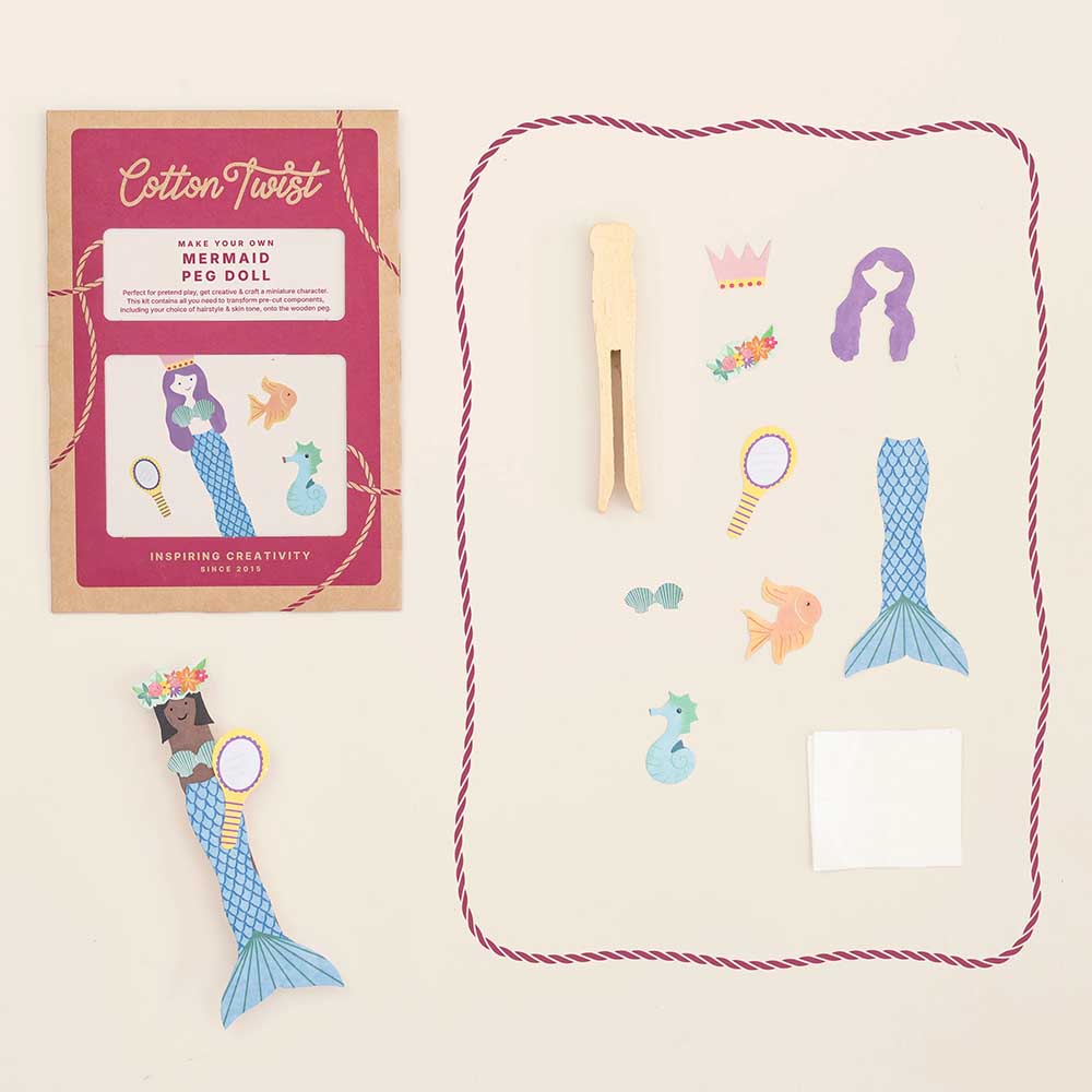 Make Your Own Mermaid Peg Doll | Complete Sustainable Craft Kit for Kids
