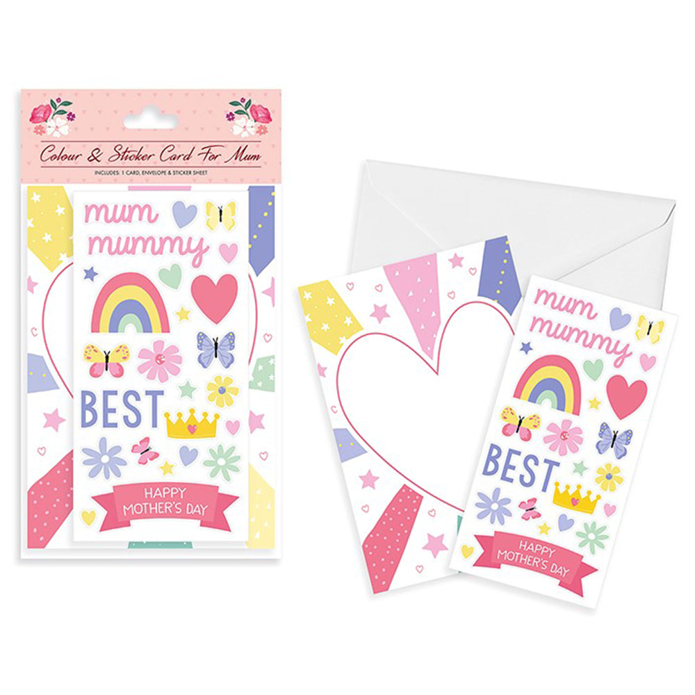Mother's Day Card Making Craft Kit for Kids | Card, Envelope & Stickers