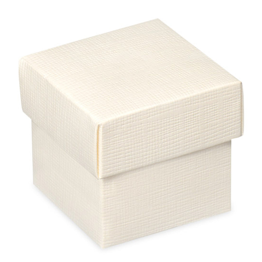Textured Light Ivory | Mini 5cm Cube Gift Box with Lid | Pack of 10