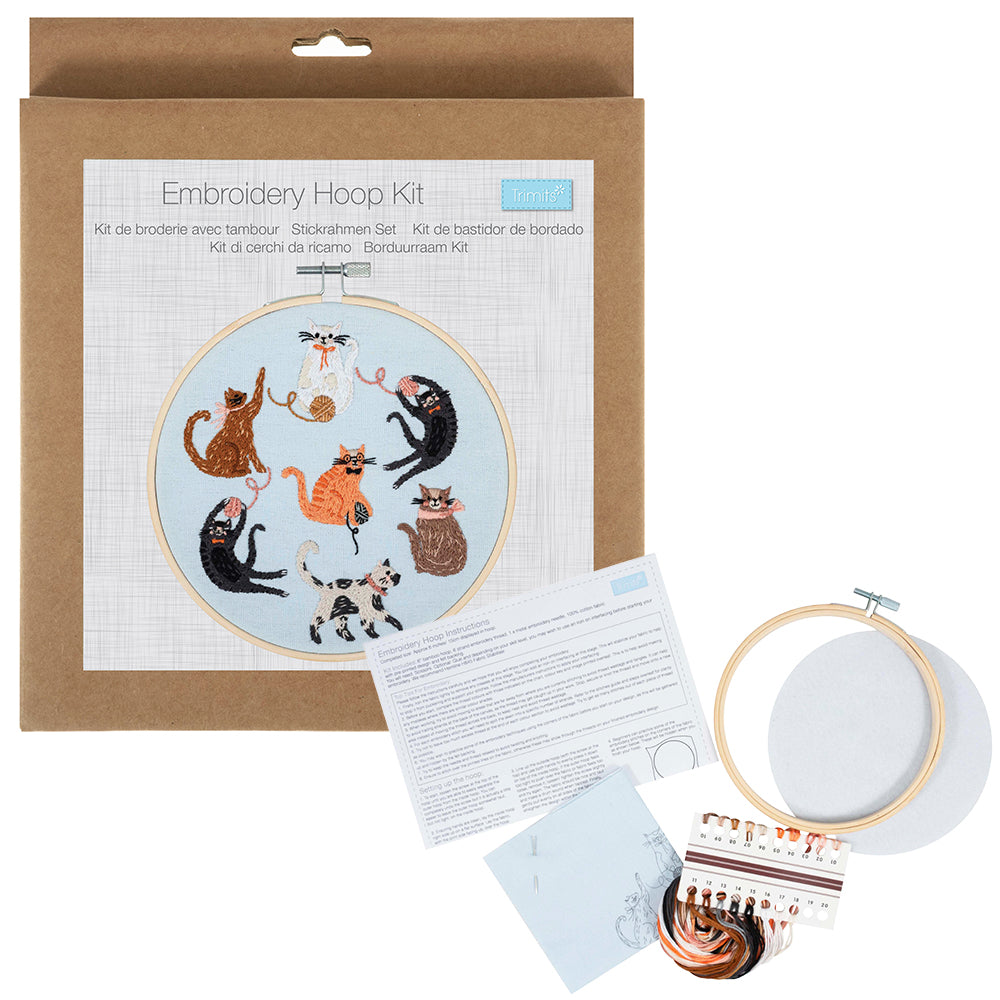 It's a Cats Life! | Complete Embroidery Kit with Hoop | 15cm Wide