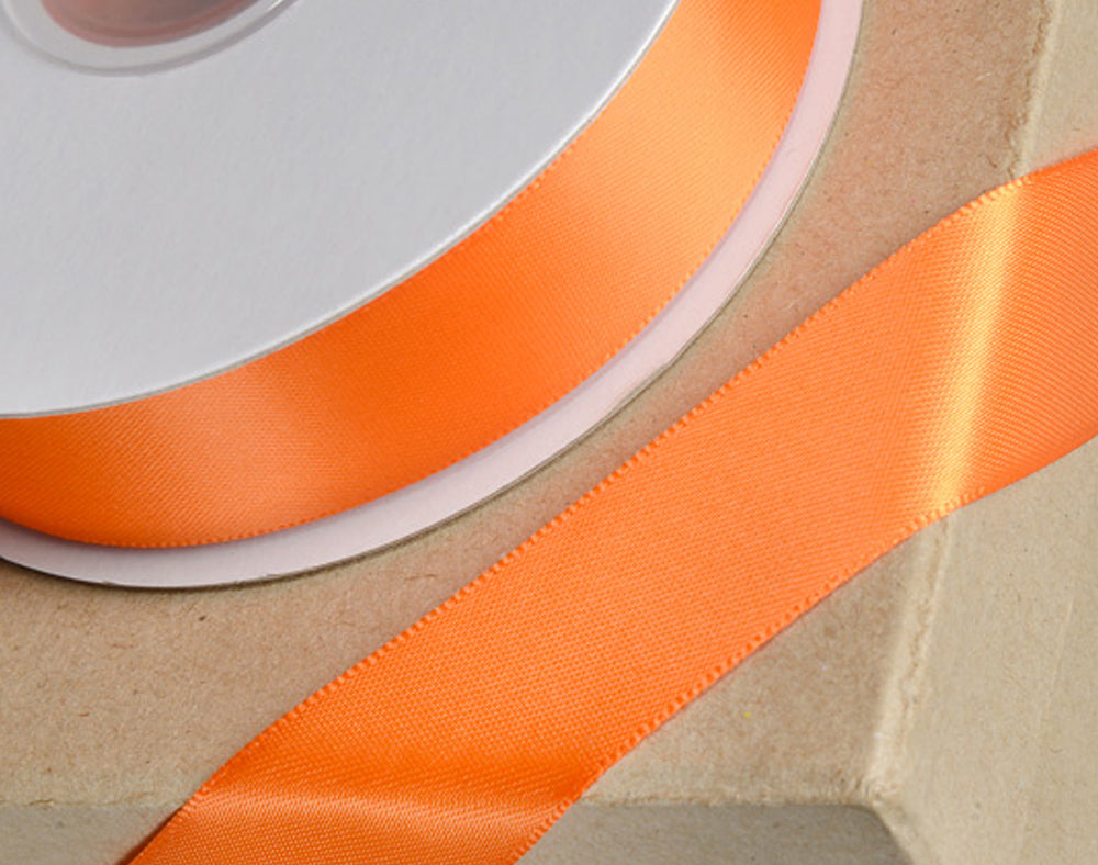 25m Orange 15mm Wide Satin Ribbon for Crafts