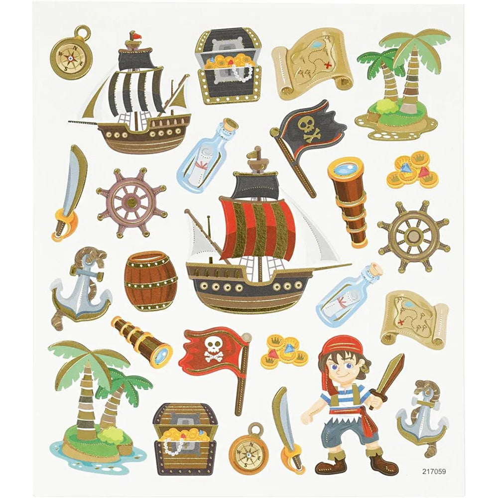 Pirates | Sheet of Foiled Paper Stickers