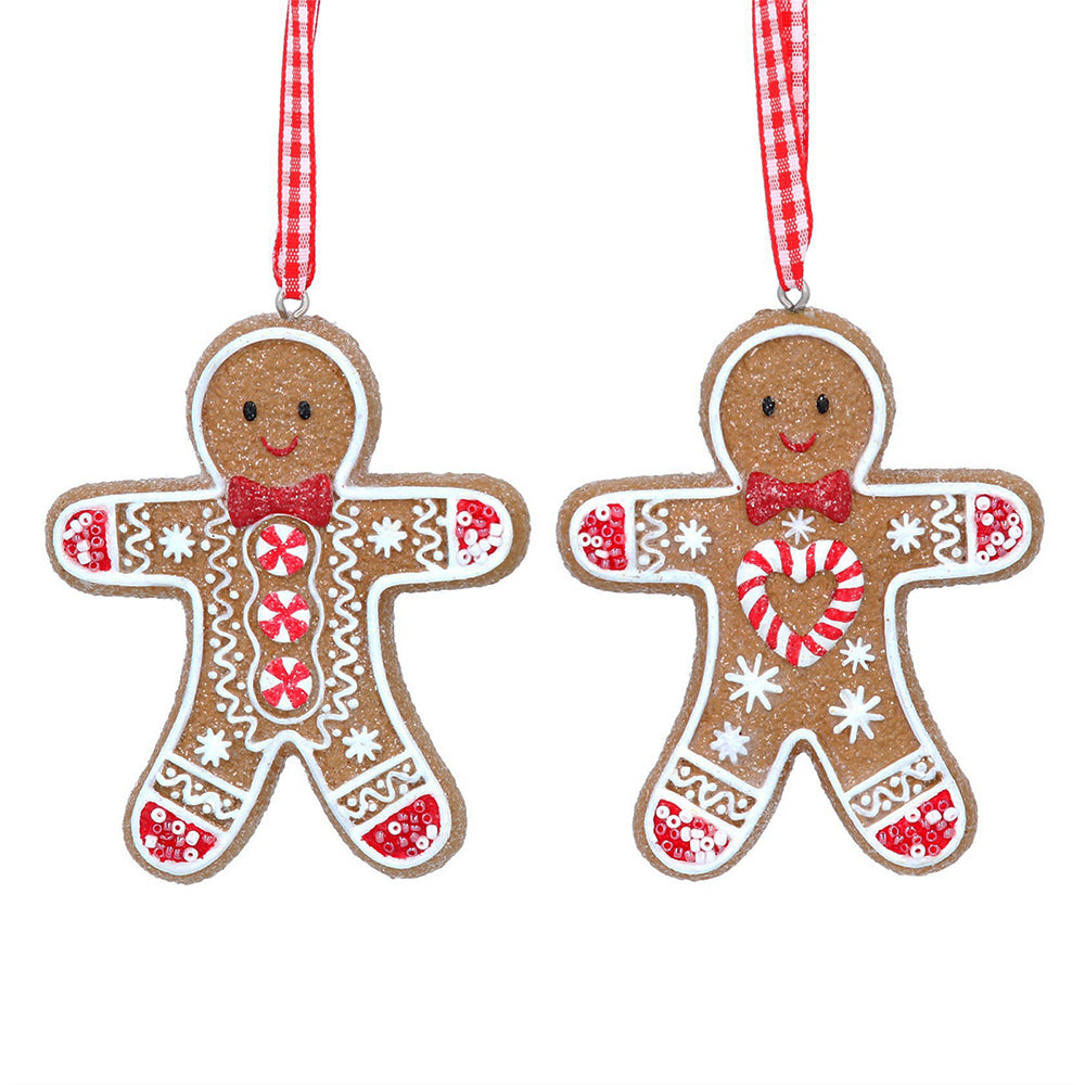 Gingerbread Man Christmas Tree Decoration | 8cm Hanging Ornament | Gisela Graham