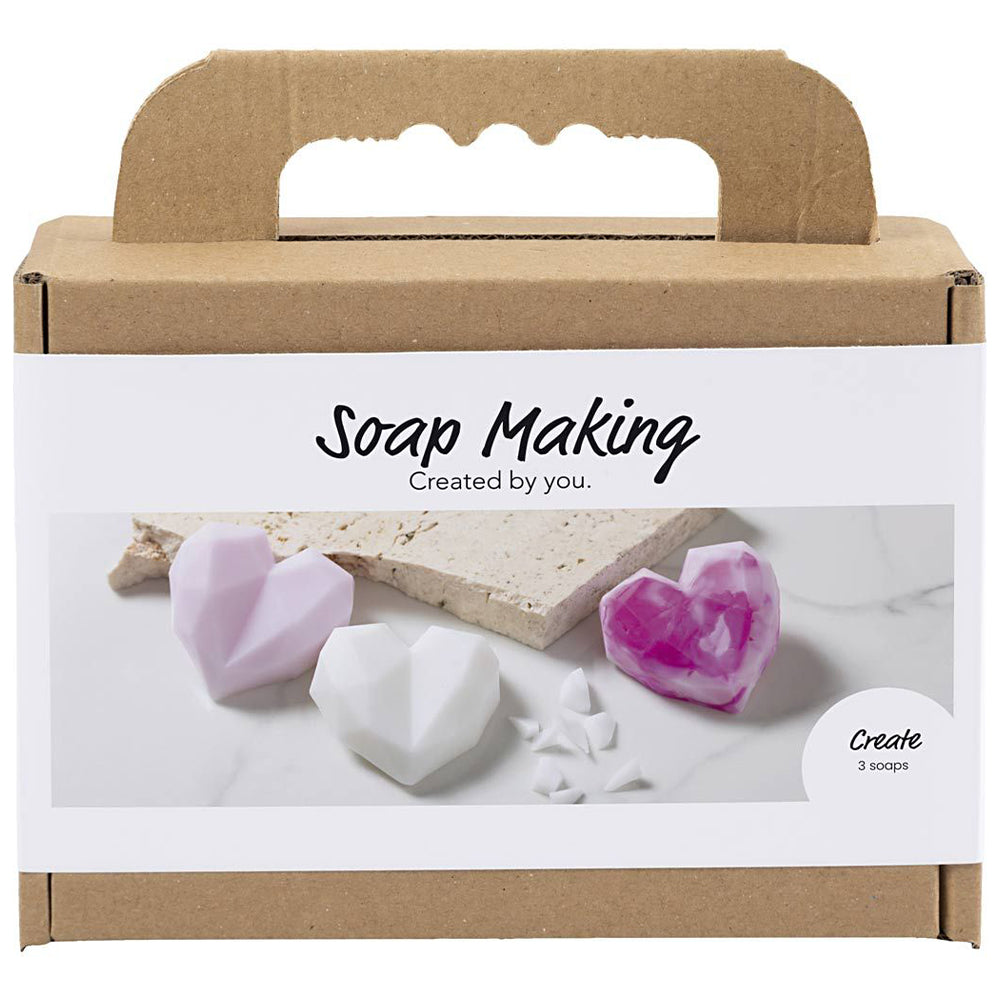 Make Your Own Geometric Heart Soaps | Makes 3 | Complete Soap Making Craft Kit