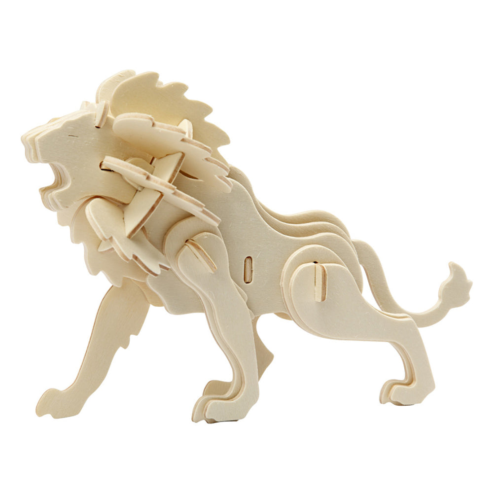 Childrens 3D Wooden Lion 18.5cm Self Assembly Craft Kit