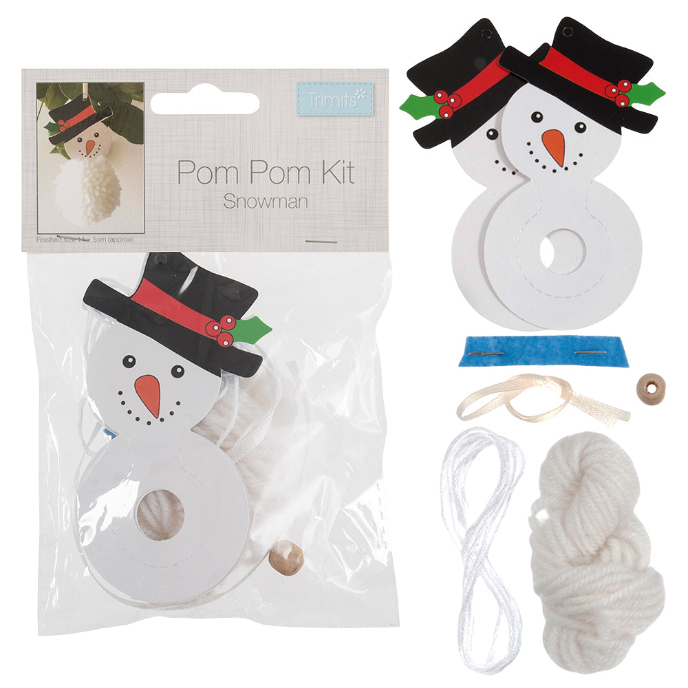 Snowman Pom Pom Hanging Christmas Ornament Craft Kit