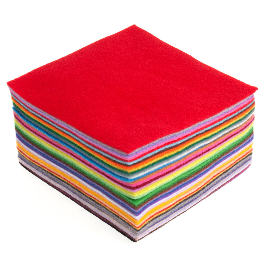 42 Piece Assorted Felt Pack | 15 x 15cm | Sewing &amp; Craft Felt