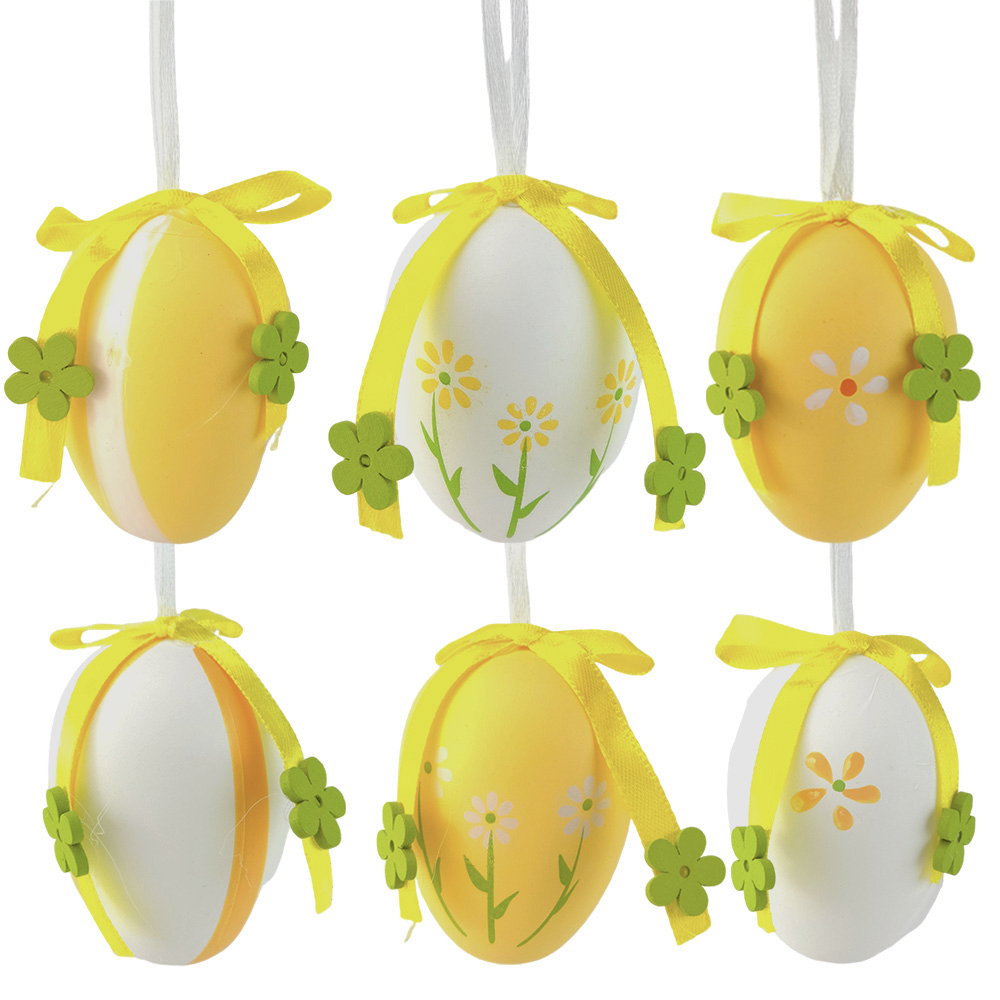 Gorgeous Floral Eggs | 6 Hanging Easter Tree Decorations | 6cm Tall