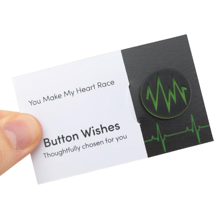 You Make My Heart Race | Button Wishes Sew On Token | Little Gift | Cracker Filler