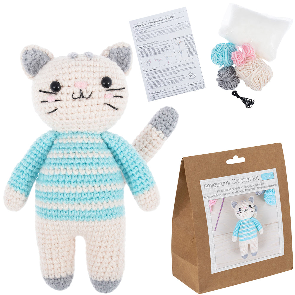 Amigurumi Cat | Complete Crochet Craft Kit | 19cm Tall