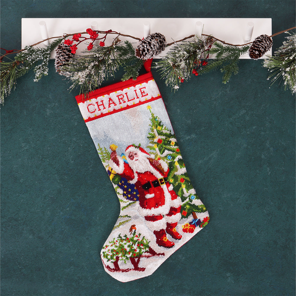 Father Christmas Stocking | Add a Name | Half Stitch Tapestry Craft Kit
