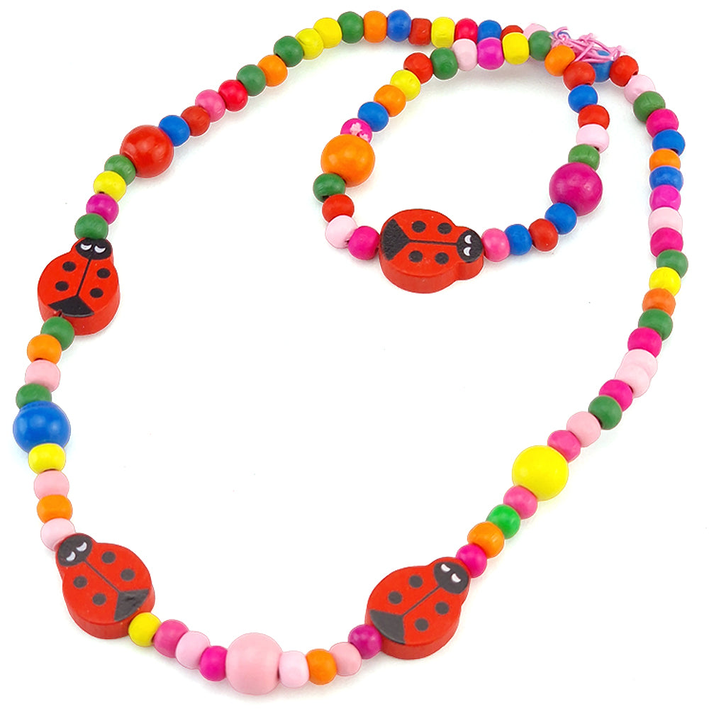 Wooden Ladybird Necklace & Bracelet for Girls | Mini Gift | Cracker Filler