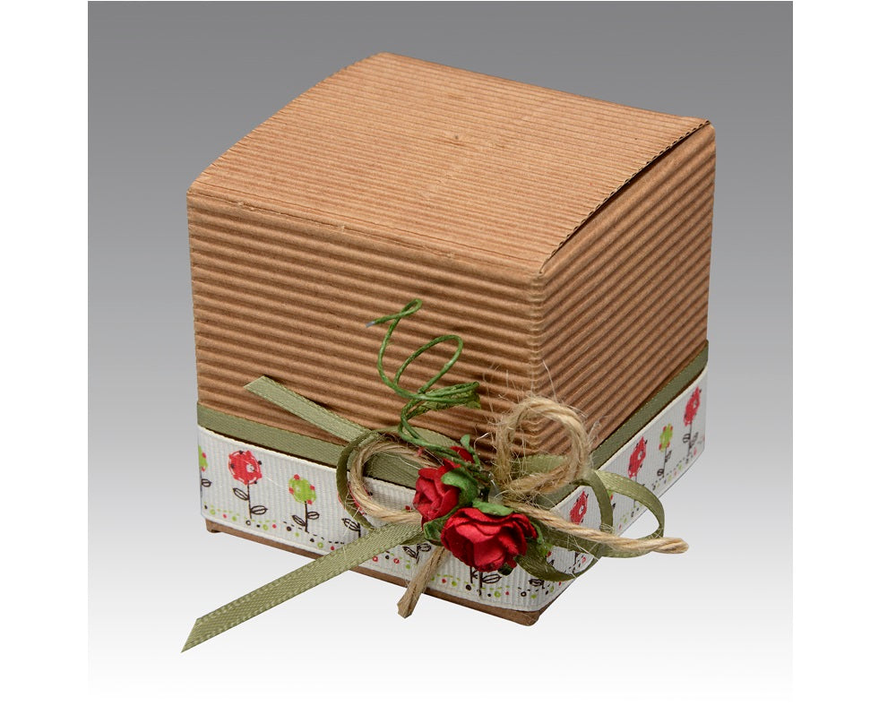 Corrugated Kraft | Mini 5cm Cube Gift Box with Lift Up Lid | Pack of 10