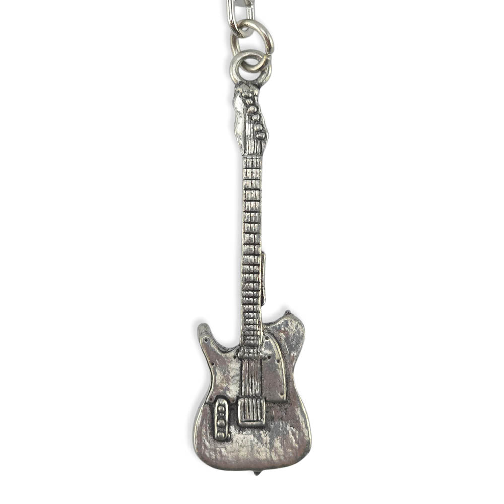Electric Guitar | Chunky English Pewter 3D Keyring | Little Gift | Cracker Filler