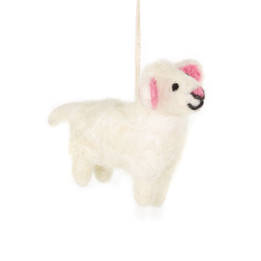 Single 7cm Hand Felted Spring Lulu the Lamb Easter Tree Decoration