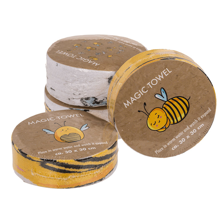 Bee Design Magic Expanding Flannel | Mini Towel | Cracker Filler | Mini Gift