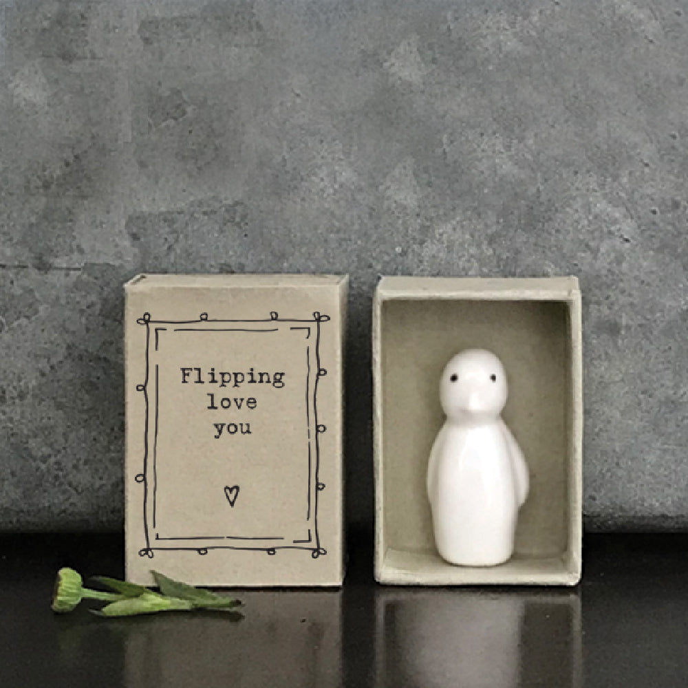 Mini Ceramic Little Penguin Ornament 'Flipping Love You' | Cracker Filler Gifts