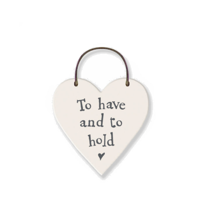 To Have & To Hold Mini Wooden Hanging Heart - Wedding Cracker Filler Gift