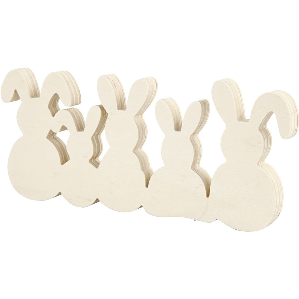 Easter Bunny Rabbit Family Freestanding Wooden Shape to Decorate - 30cm