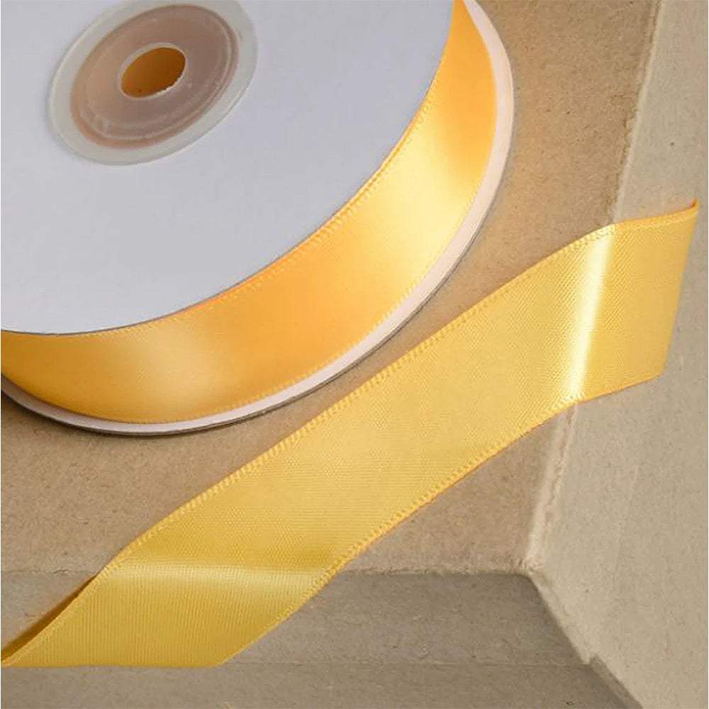 Marigold Yellow | 15mm Double Faced Satin Ribbon | 25m Long