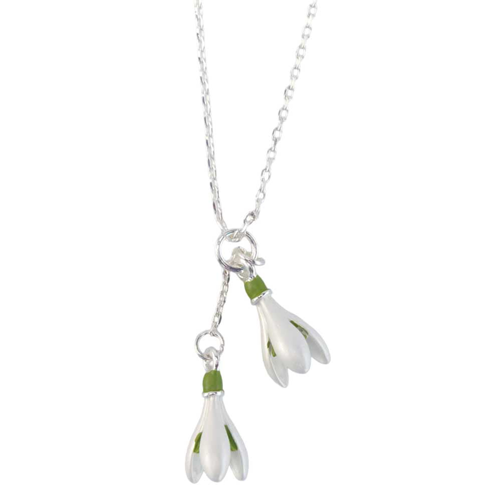 White Snowdrop Necklace | Pendant on Chain | Little Gift | Cracker Filler