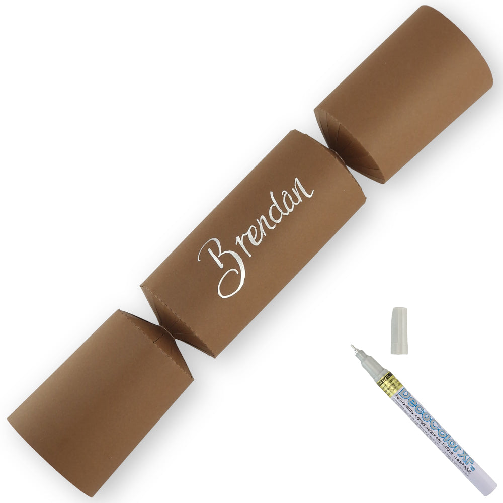 Brown | Craft Kit to Personalise Your Own Crackers | Makes 12