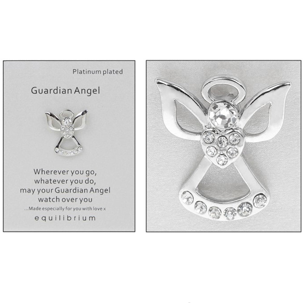 Platinum Plated Guardian Angel Pin Badge - Wherever You Go - Cracker Filler Gift
