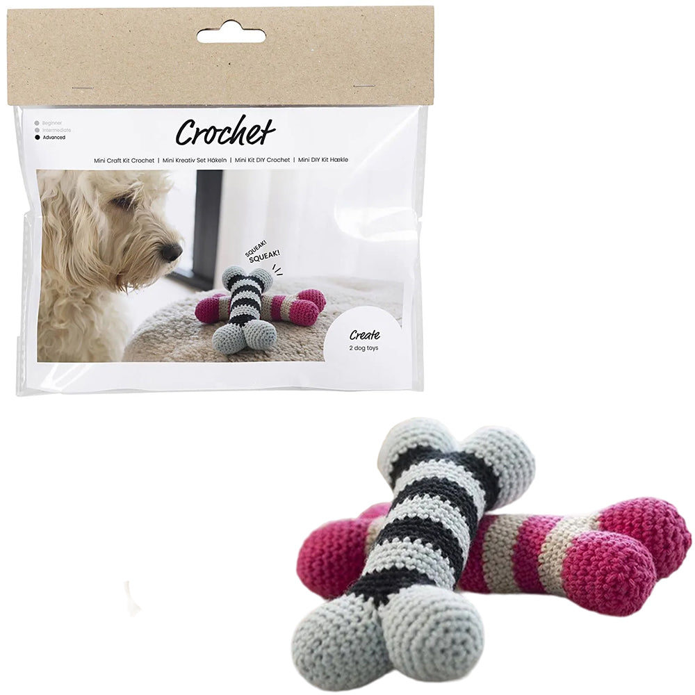 Squeaky Dog Bone | Mini Crochet Craft Kit | Makes 2