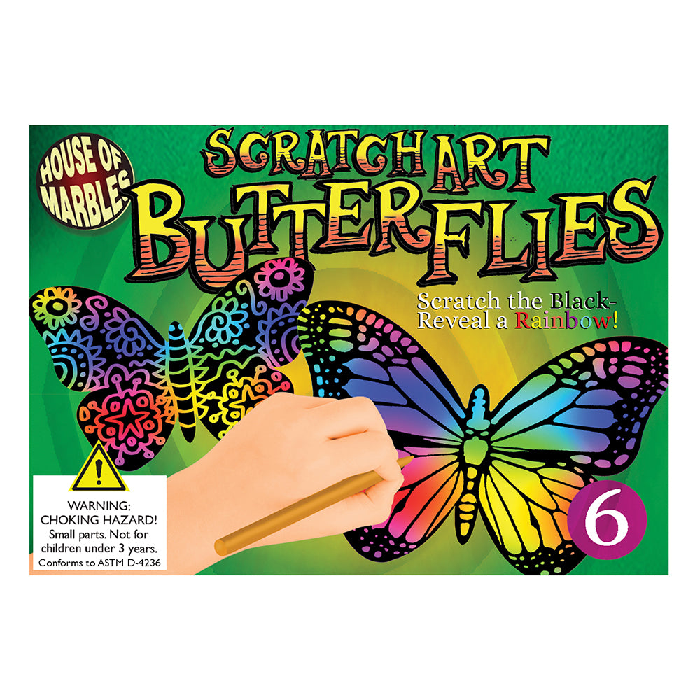 Scratch Art Butterflies | Makes 6 | Kids Pocket Money Toy | Party Bag Gift