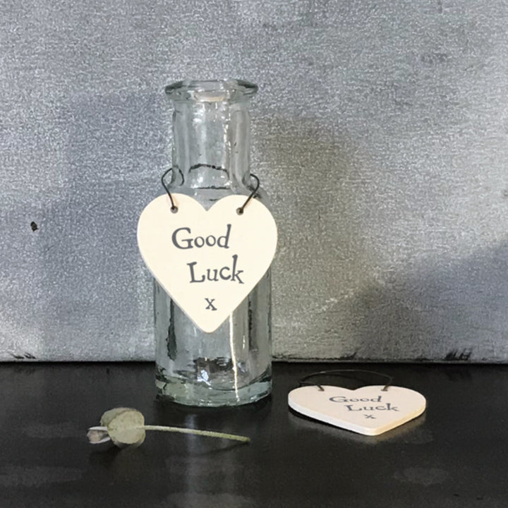 Good Luck - Mini Wooden Hanging Heart - Cracker Filler Gift