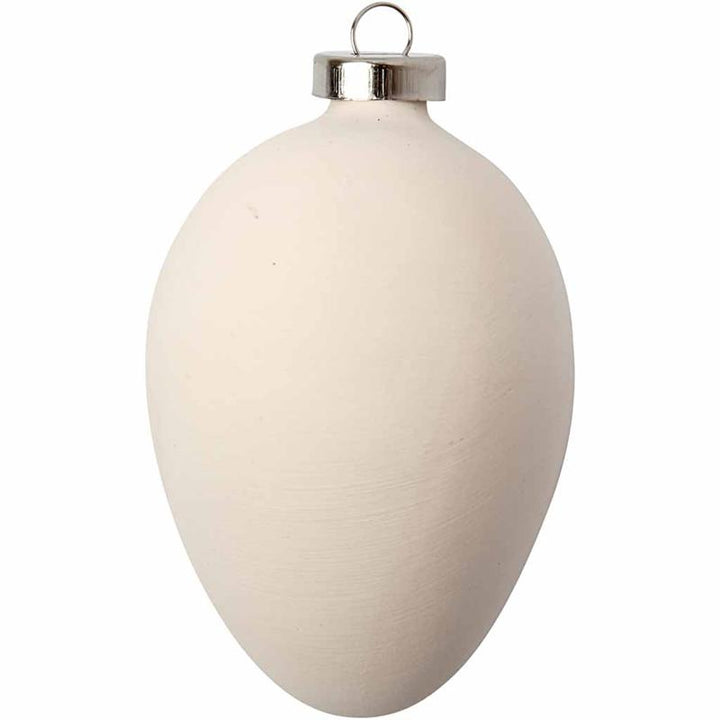 12 Ceramic 6cm Oval / Egg Christmas Bauble Ornaments to Decorate