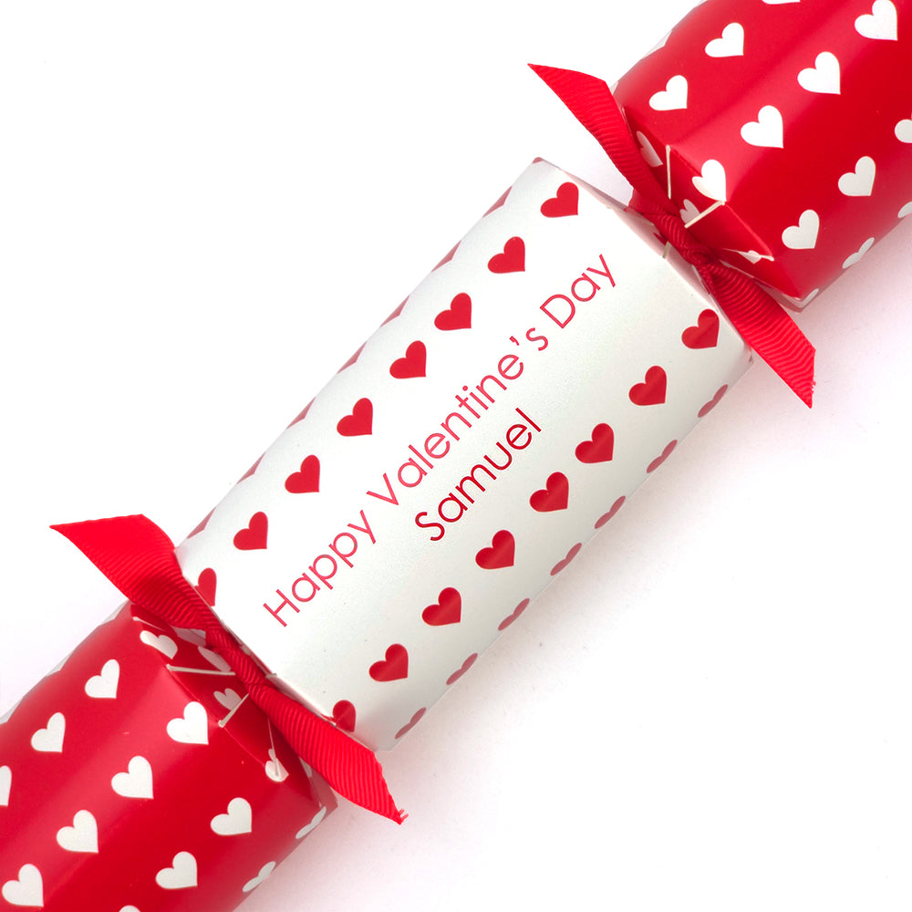 Happy Valentine's Day | Personalised Cracker Craft Kit | Polka Hearts | Single