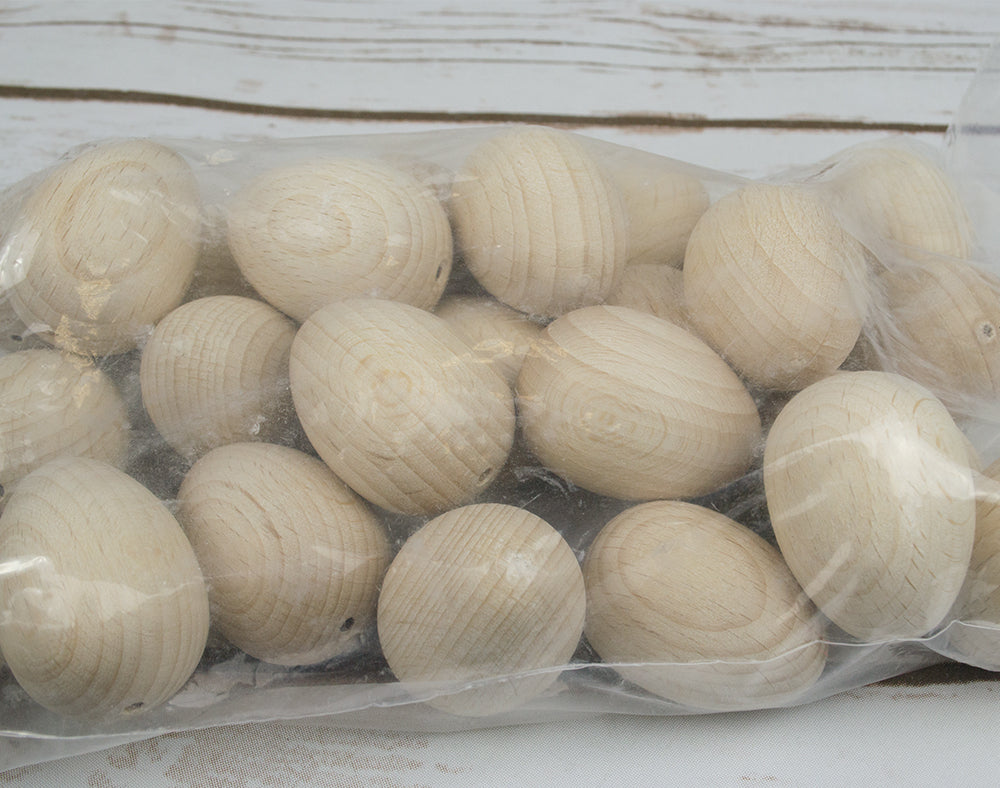 Untreated Solid Wooden Eggs to Decorate for Easter Crafts - Choice of Size