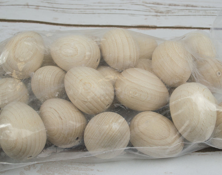 Untreated Solid Wooden Eggs to Decorate for Easter Crafts - Choice of Size