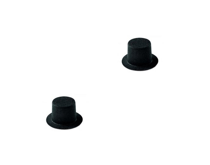 2 Flocked Mini Top Hats for Crafts - Choice of Sizes