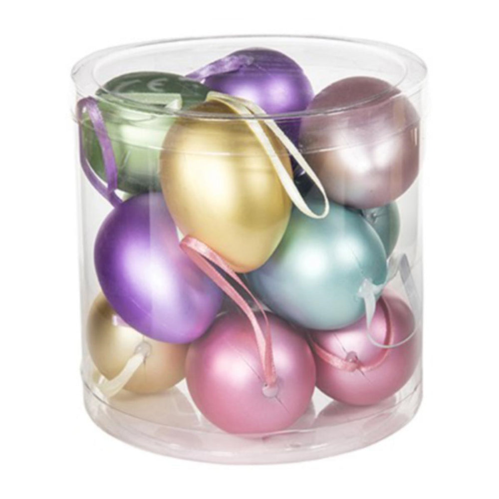 Pastel Pearlescent Eggs | 6cm Tall | 12 Pack | Easter Tree Hanging Decorations