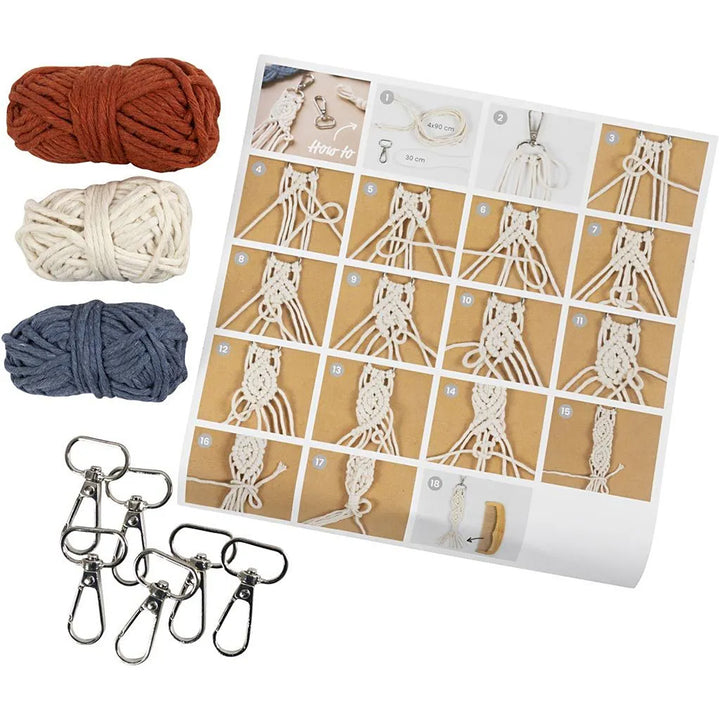 Macrame Keyrings or Bag Charms| Craft Kit | Makes 6