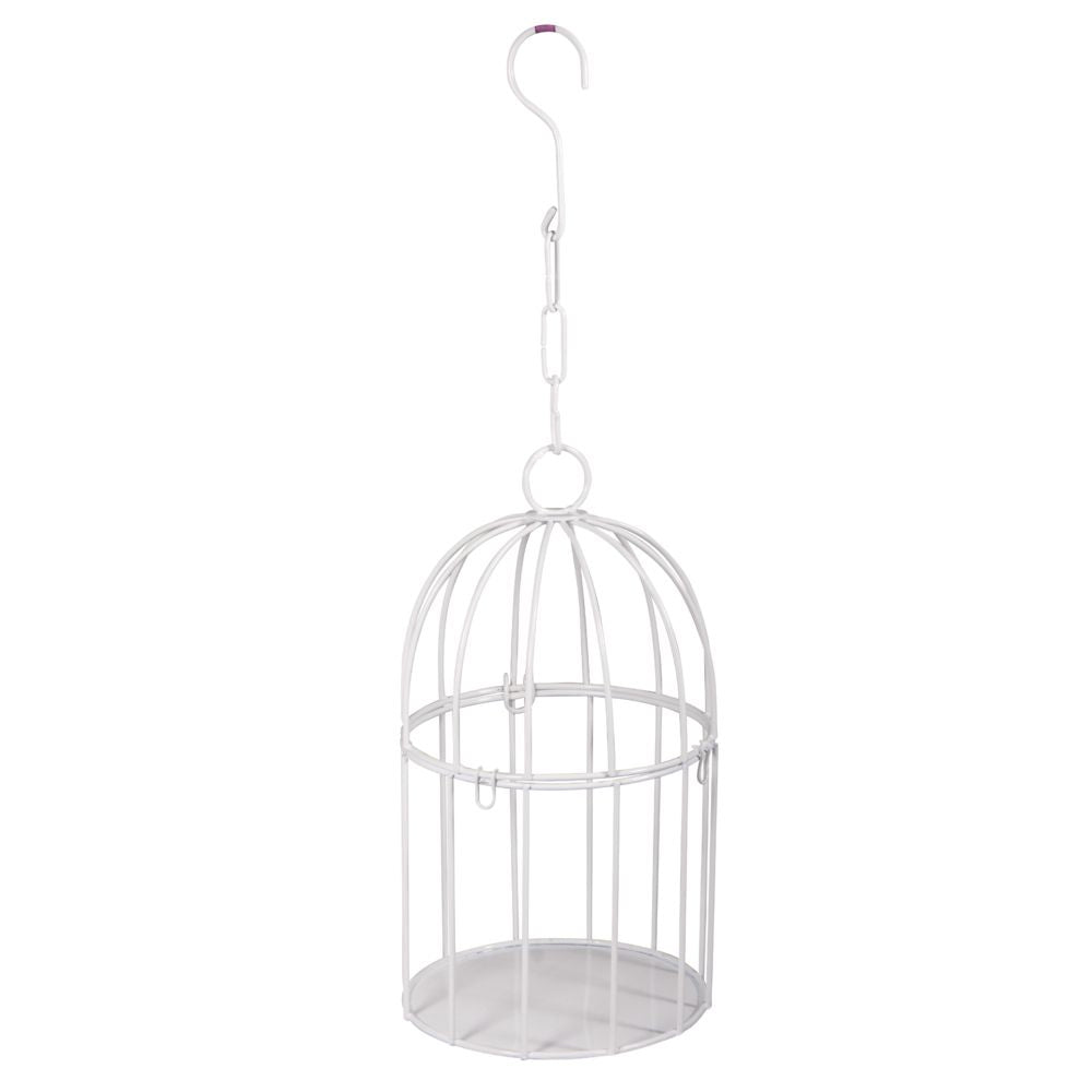 20.5cm White Metal Wire Bird Cage for Floristry or Wedding Crafts