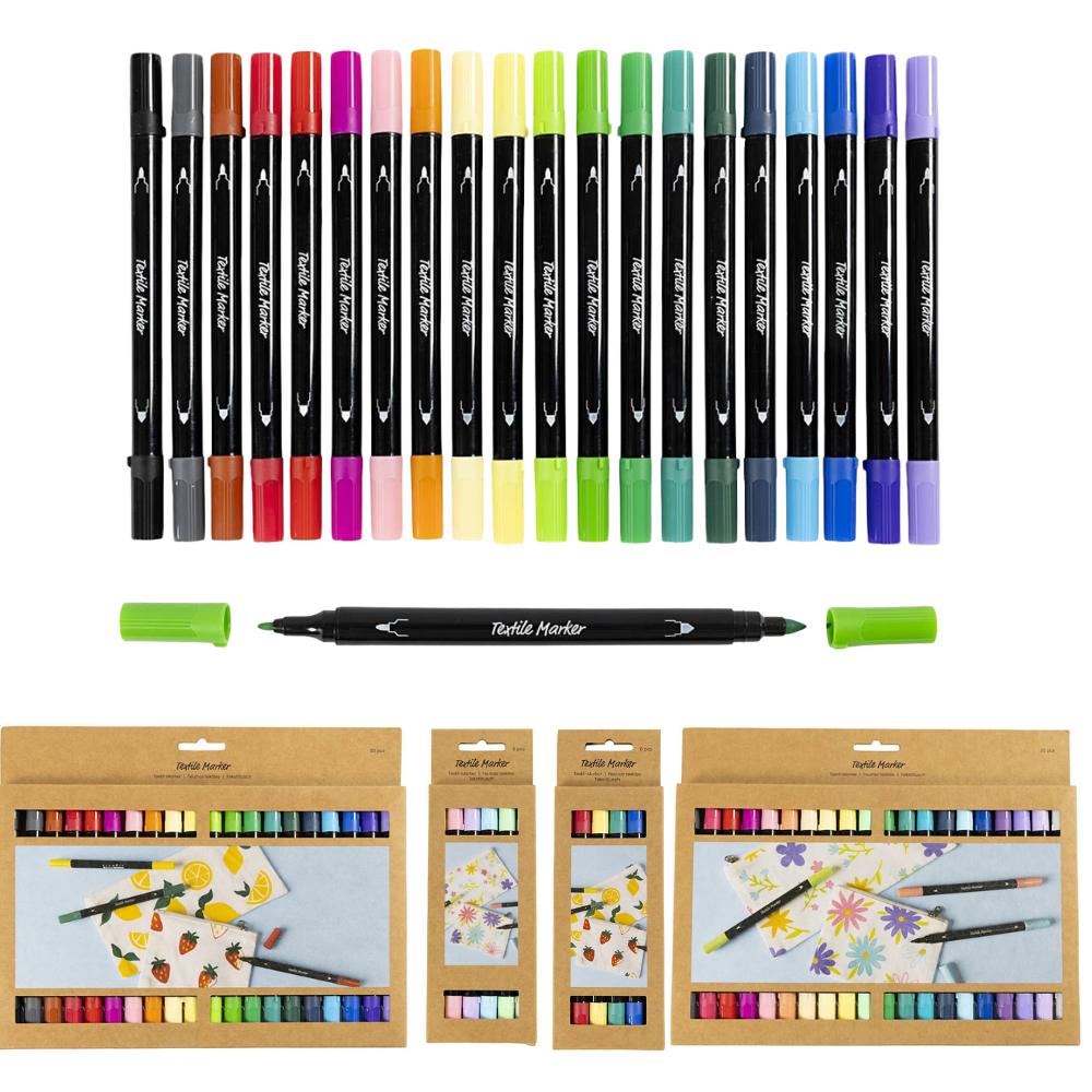 Textile Markers | Fabric Pens | 6 or 20 Dual Ended Pens | Various Colour Mixes