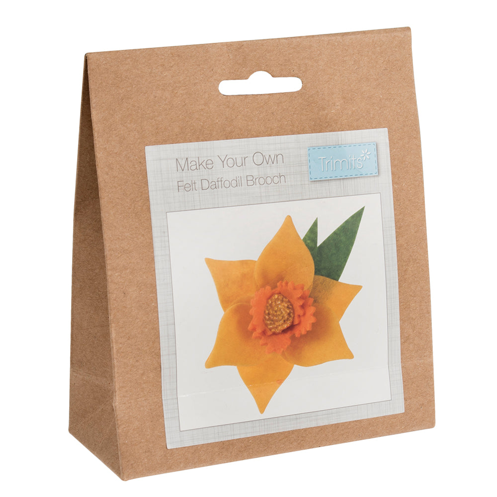 Sewing Kit to Make a Felt Springtime Daffodil Brooch