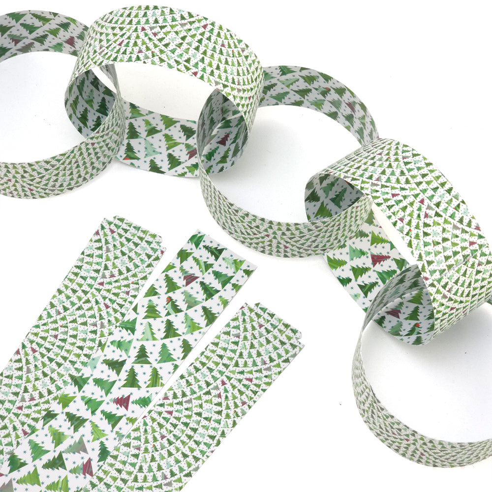 30 Reusable Christmas Paper Chains | Christmas Tree Wave | No Glue Needed | 2.5m