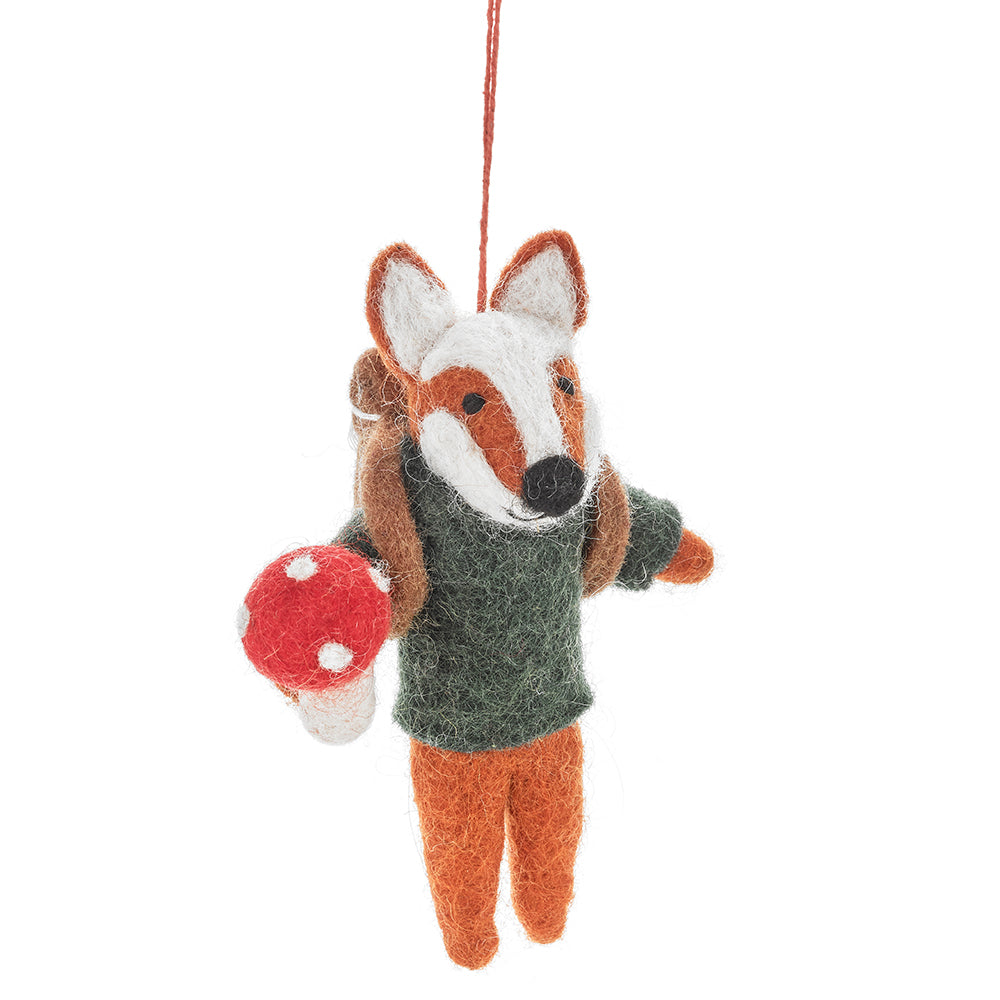 Woodland Fox | Hanging Decoration | Handmade Fairtrade Felt | 11.5cm Tall