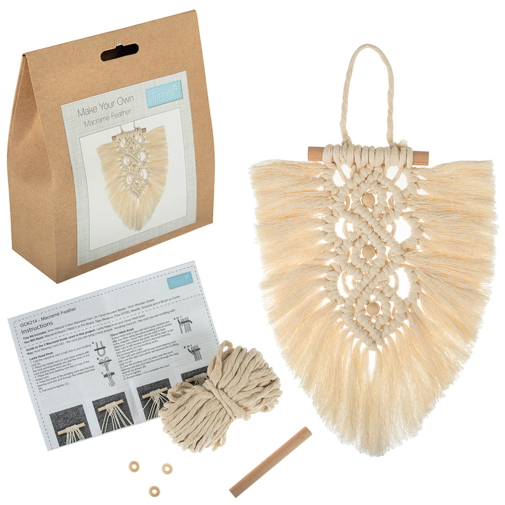 Feather | Make Your Own Macrame Hanger | Small Craft Kit