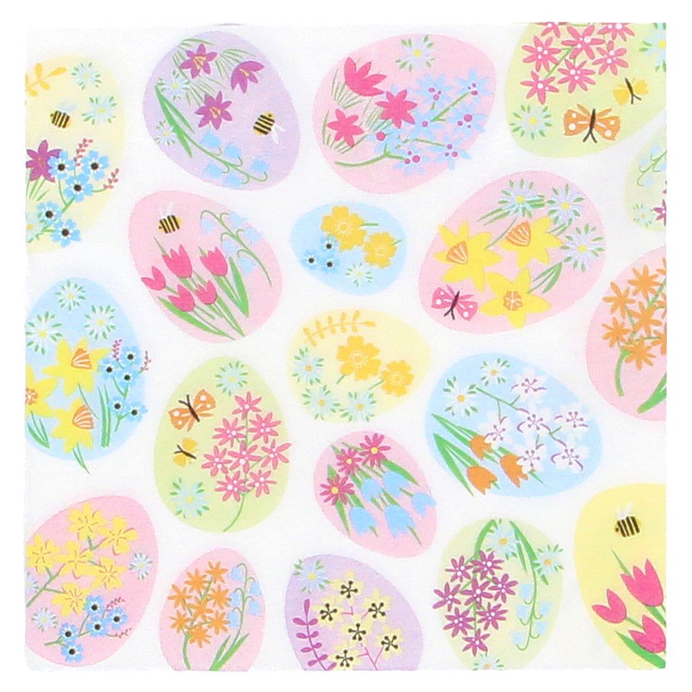Gorgeous Floral Easter Egg Print Napkins | 20 Pack | Gisela Graham