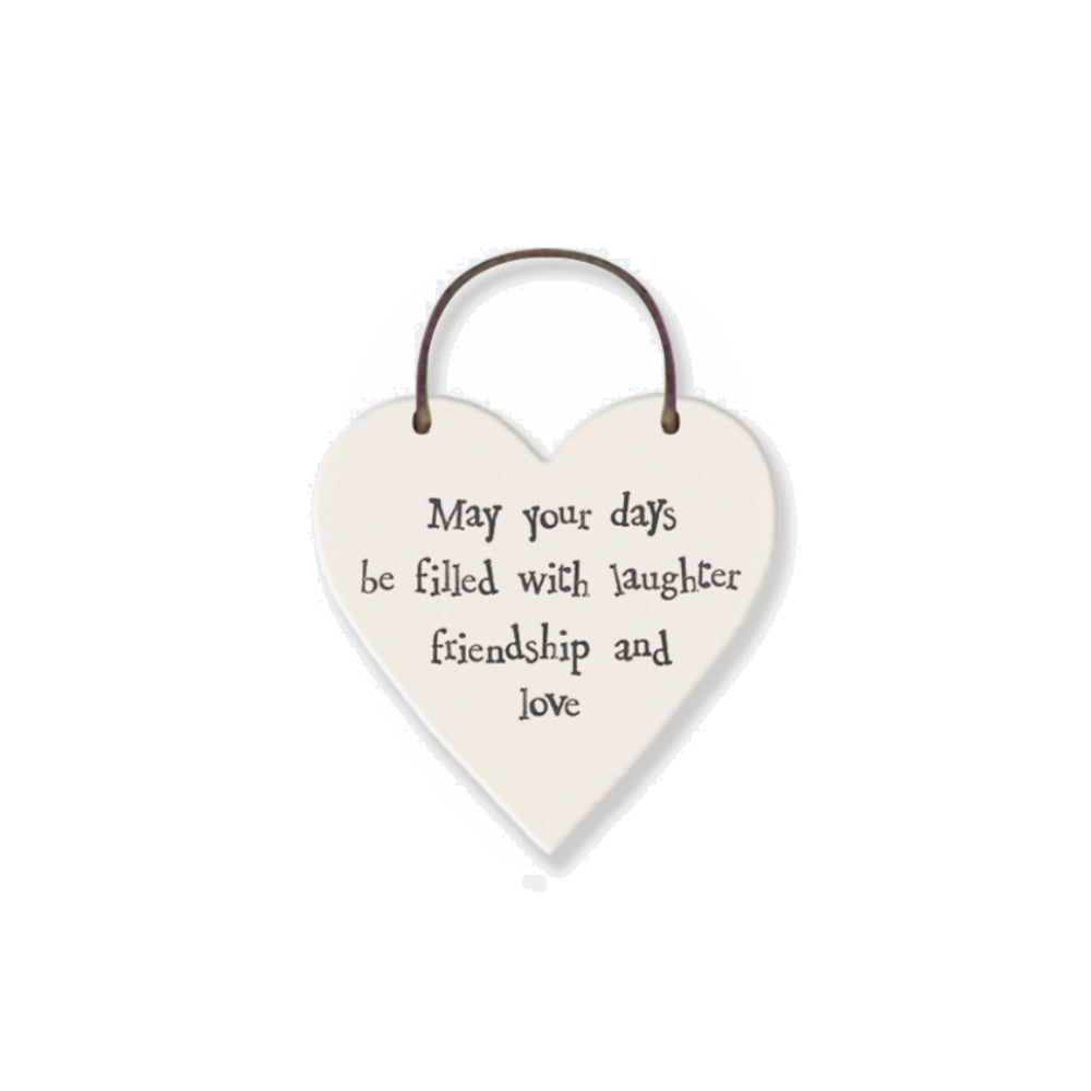 Days of Laughter, Friendship, Love - Mini Wooden Hanging Heart - Cracker Filler Gift