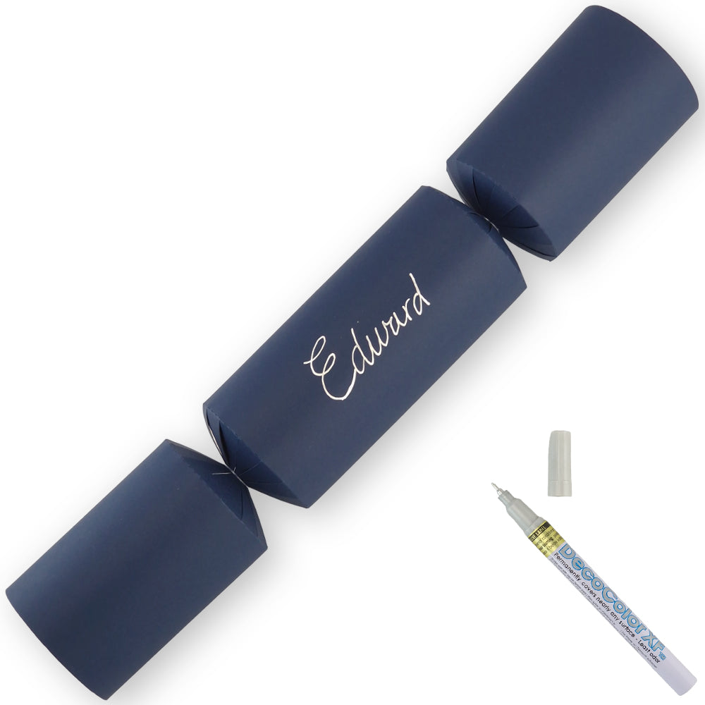 Navy Blue | 12 Personalise Your Own Crackers | Make &amp; Fill Your Own | With Pen