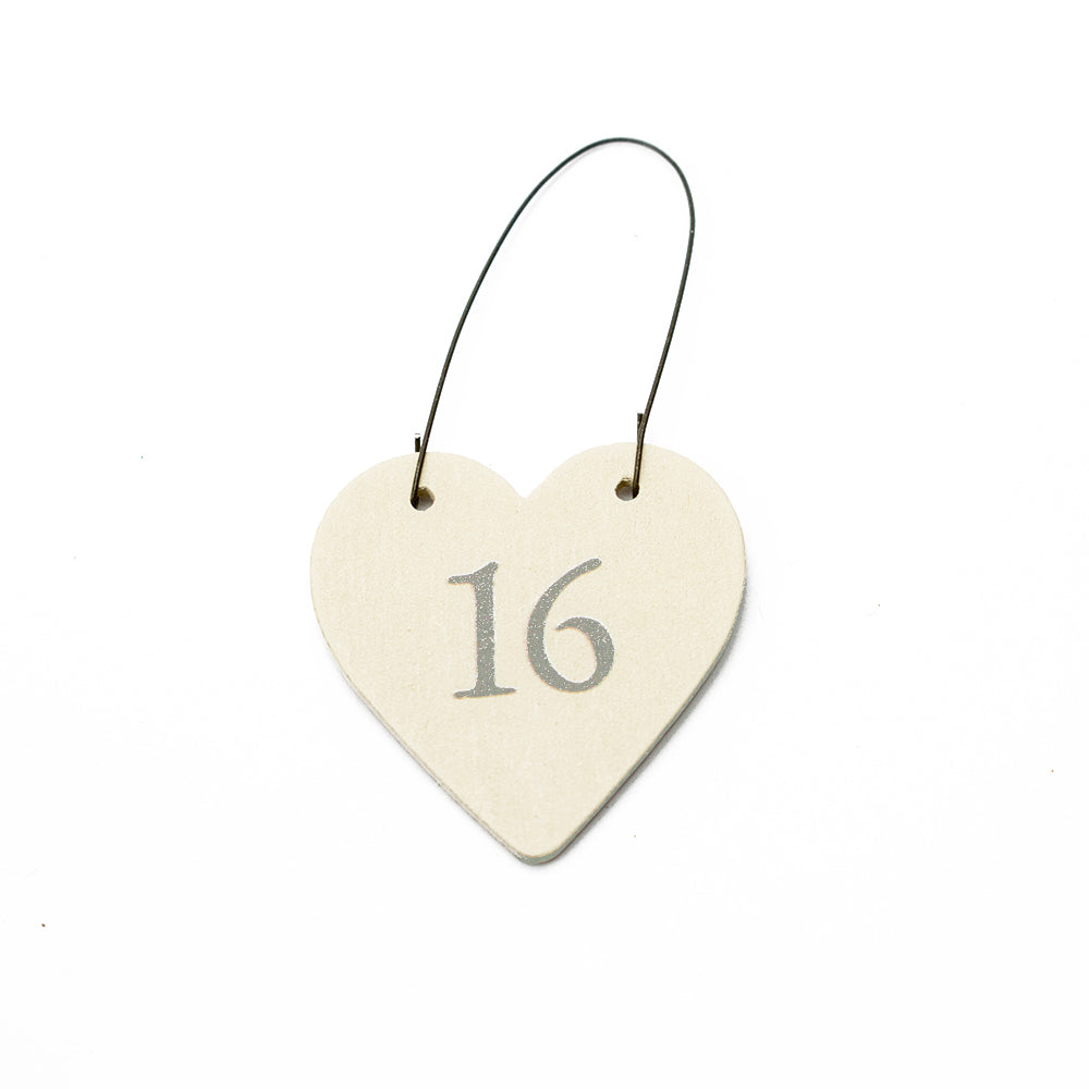 16 Mini Wooden Hanging Heart for 16th Birthday - Cracker Filler Gift