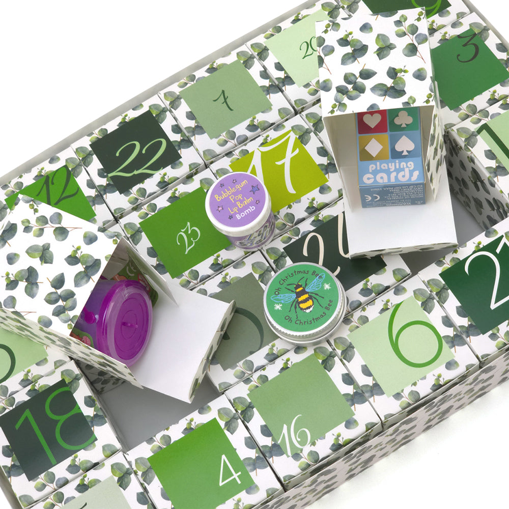 Personalised Advent Calendar Kit | 24 Cubes & Outer Box | Watercolour Eucalyptus